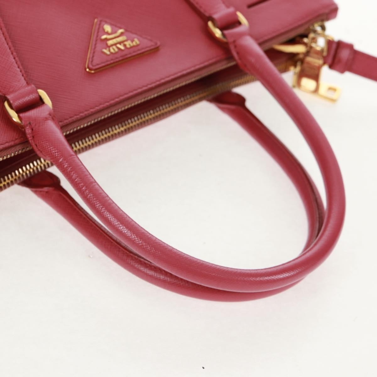 Prada Double Zip Lux Tote Saffiano Leather Pink Leather Handbag (Pre-Owned)