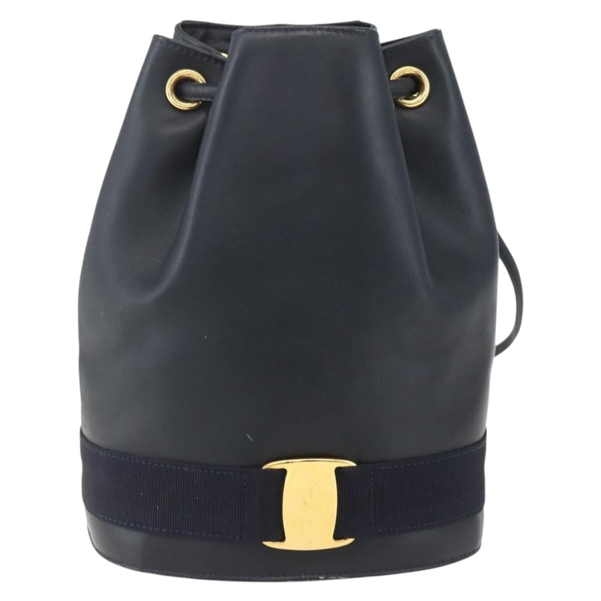 Salvatore Ferragamo Vala Backpack Leather Navy Leather Backpack Bag (Pre-Owned)