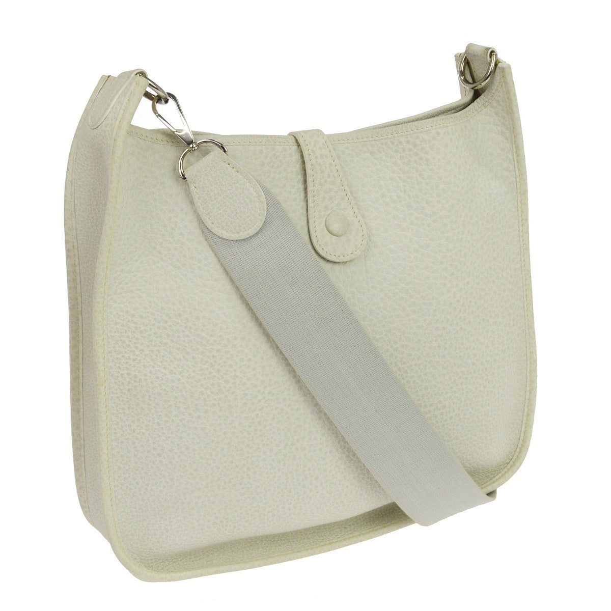 Hermes Evelyne Bag Gen I Clemence White Leather Shoulder Bag Bag (Pre-Owned)