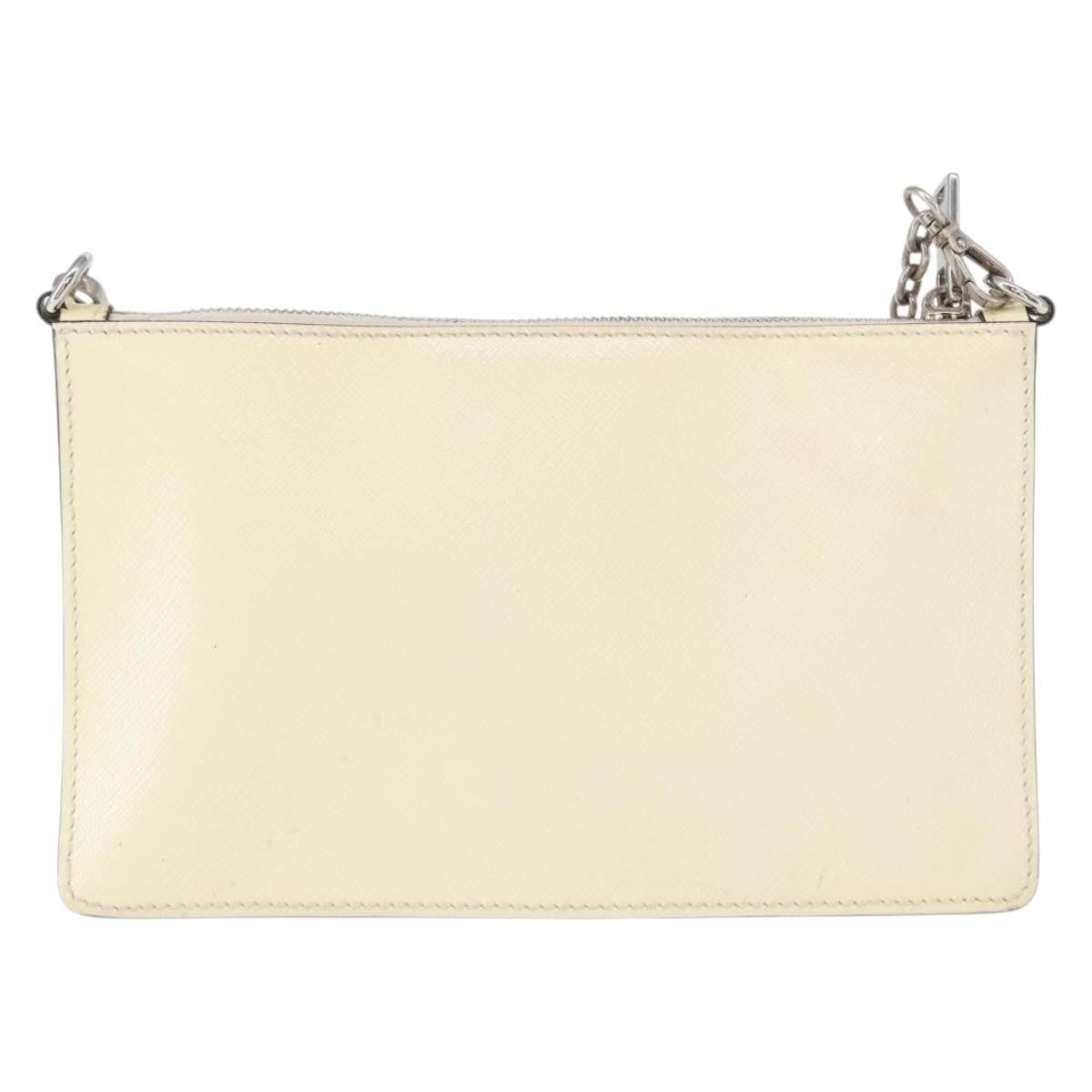 Prada Chain Crossbody Bag Vernice Saffiano Leather White Leather Shoulder Bag Bag (Pre-Owned)