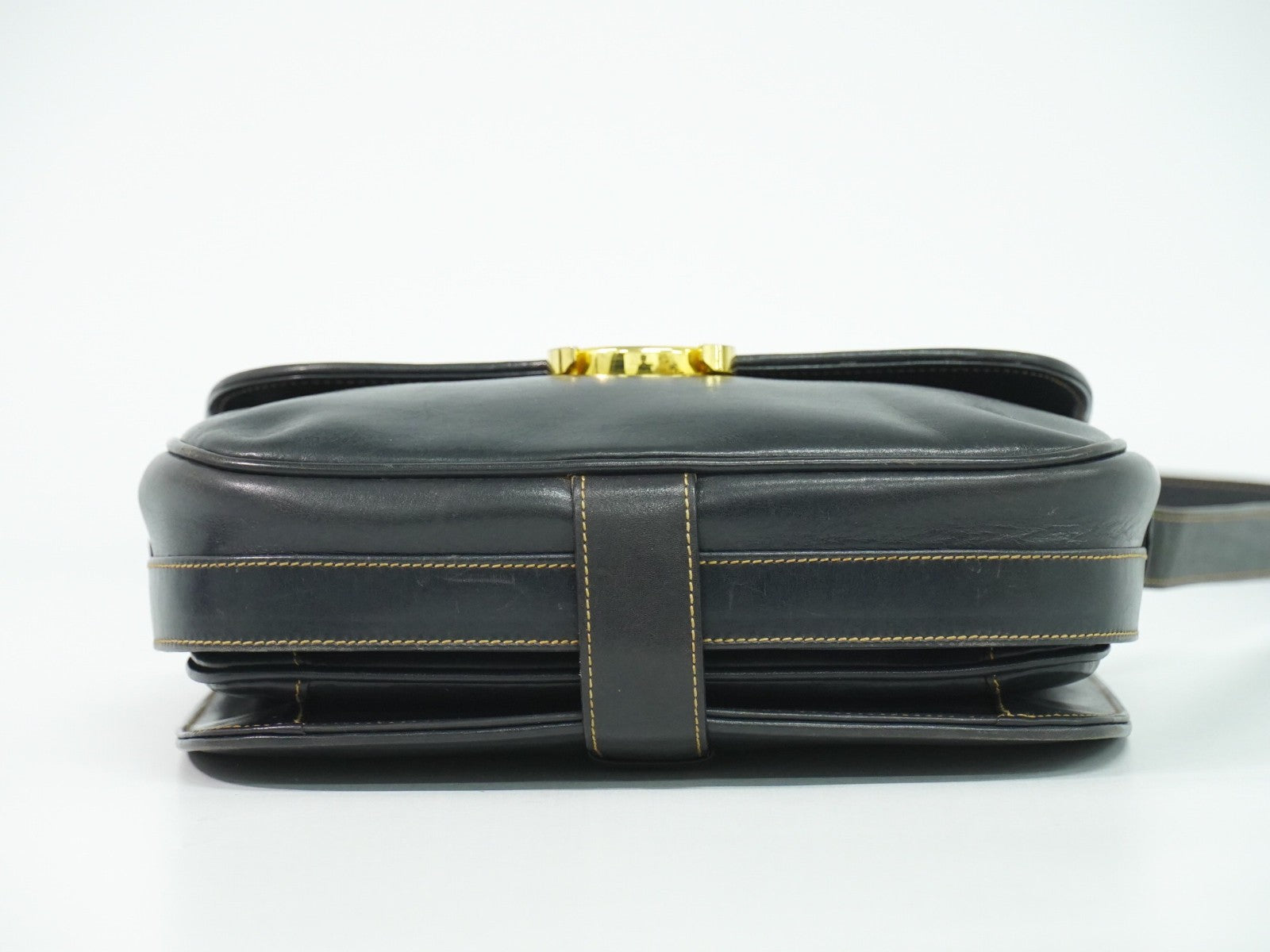 Gucci Vintage Shoulder Bag Leather Navy Leather Shoulder Bag Bag (Pre-Owned)