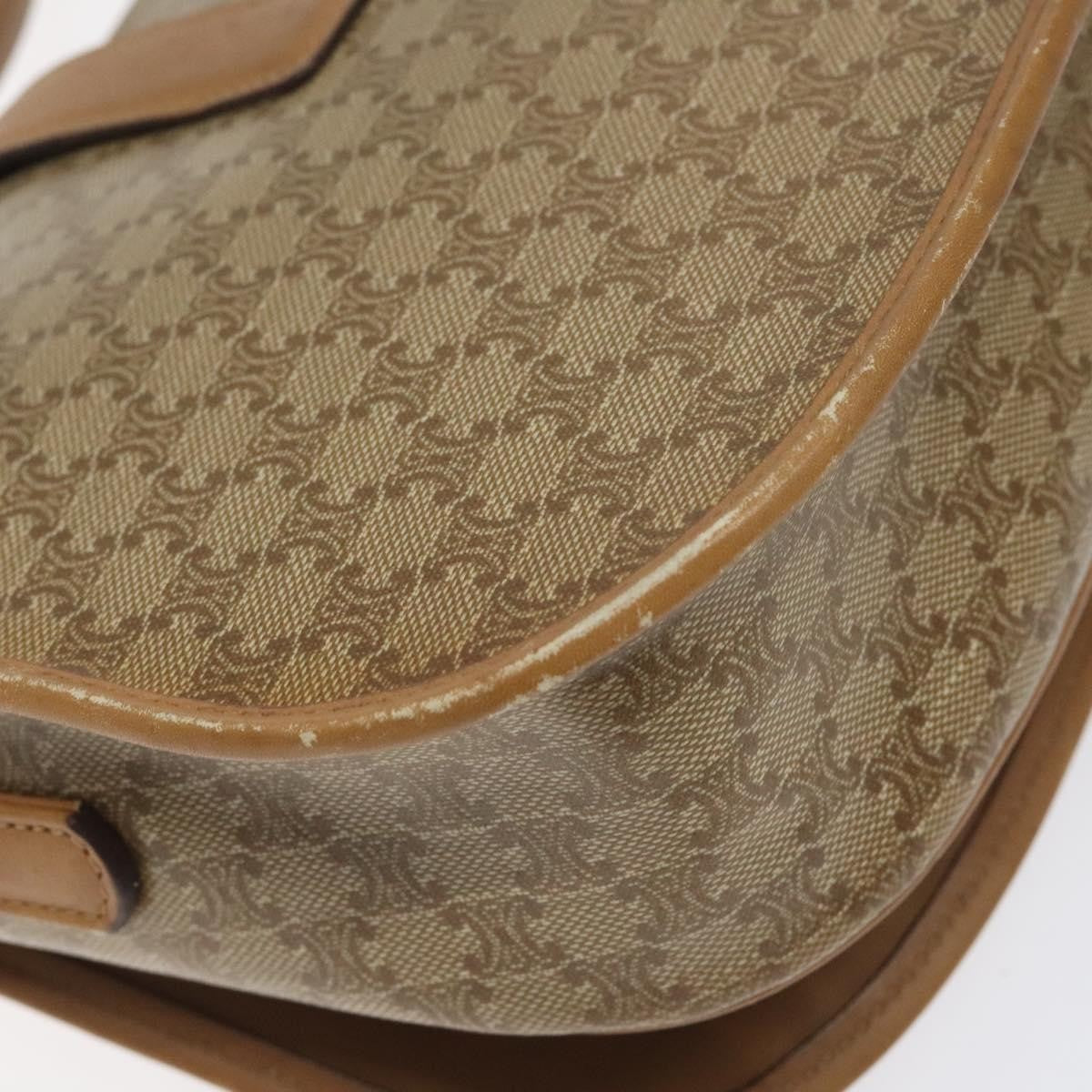 Celine Vintage Macadam Shoulder Bag Canvas And Leather Beige Canvas Shoulder Bag Bag (Pre-Owned)