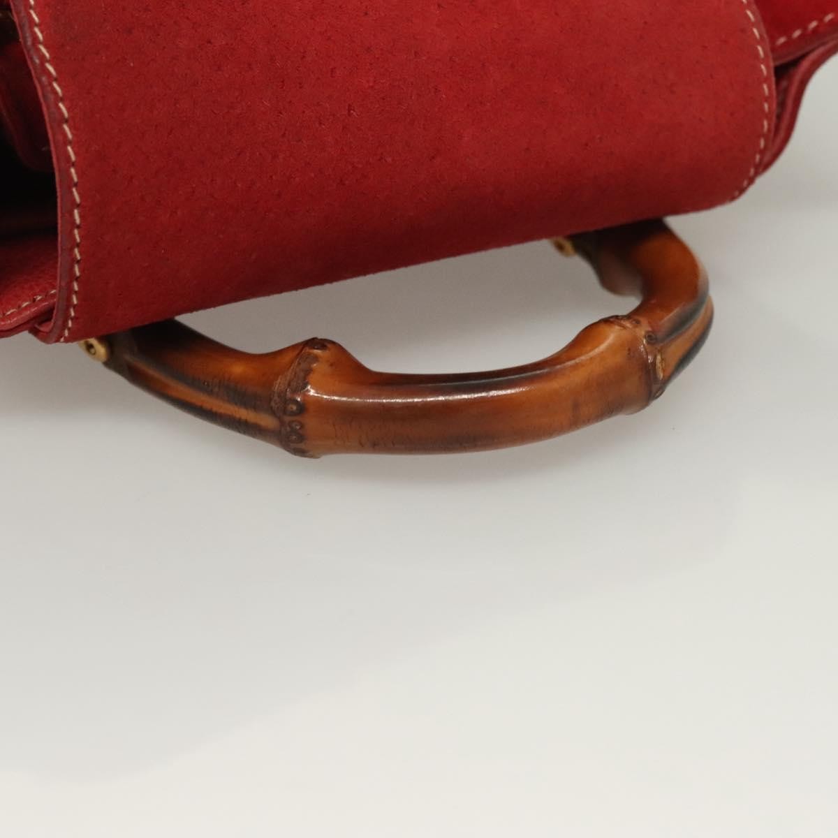 Gucci Vintage Bamboo Backpack Suede Red Suede Backpack Bag (Pre-Owned)