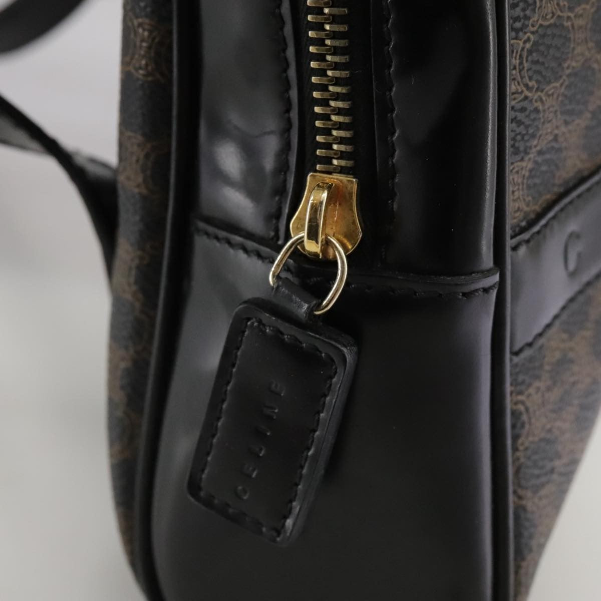 Celine Vintage Macadam Backpack Canvas And Leather Black Canvas Backpack Bag (Pre-Owned)
