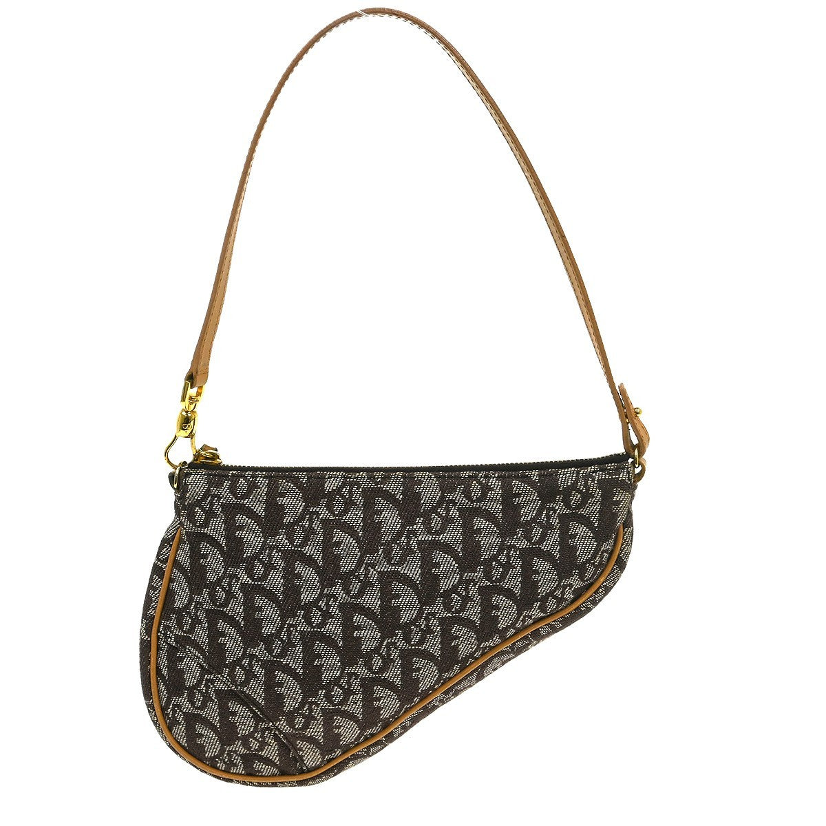Christian Dior Saddle Bag Oblique Canvas Brown Canvas Handbag (Pre-Owned)