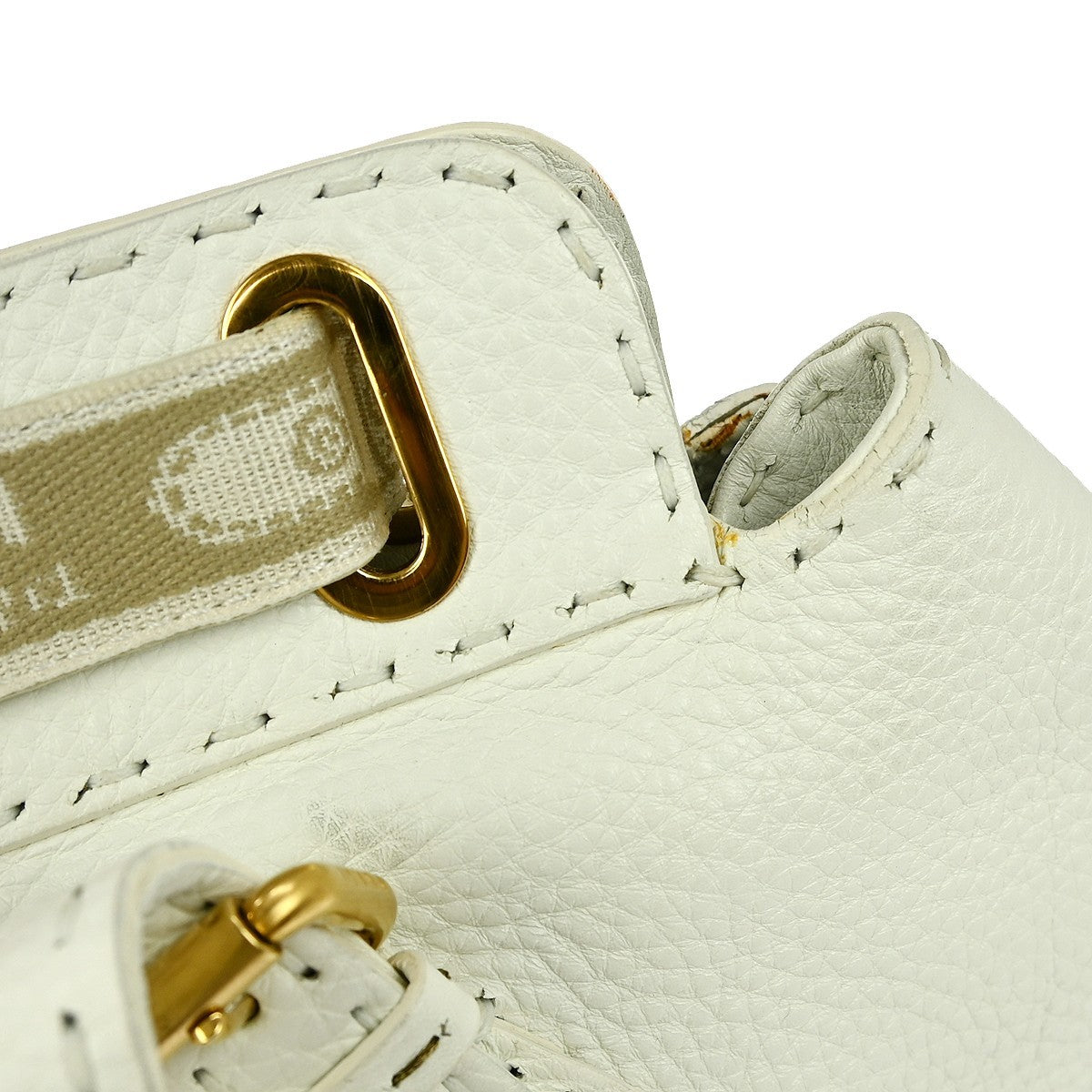 Fendi Selleria Peekaboo Bag Leather White Leather Handbag (Pre-Owned)