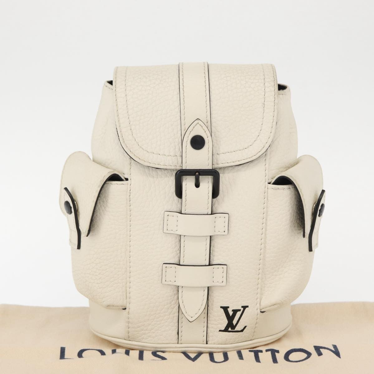 Louis Vuitton Christopher Backpack Taurillon Leather White Leather Shoulder Bag Bag (Pre-Owned)