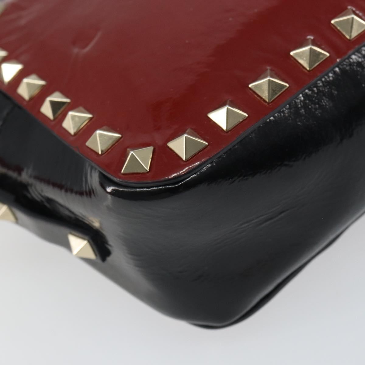 Valentino Garavani Rockstud Chain Camera Crossbody Bag Patent Leather Red Patent_Leather Clutche & Pouche Bag (Pre-Owned)