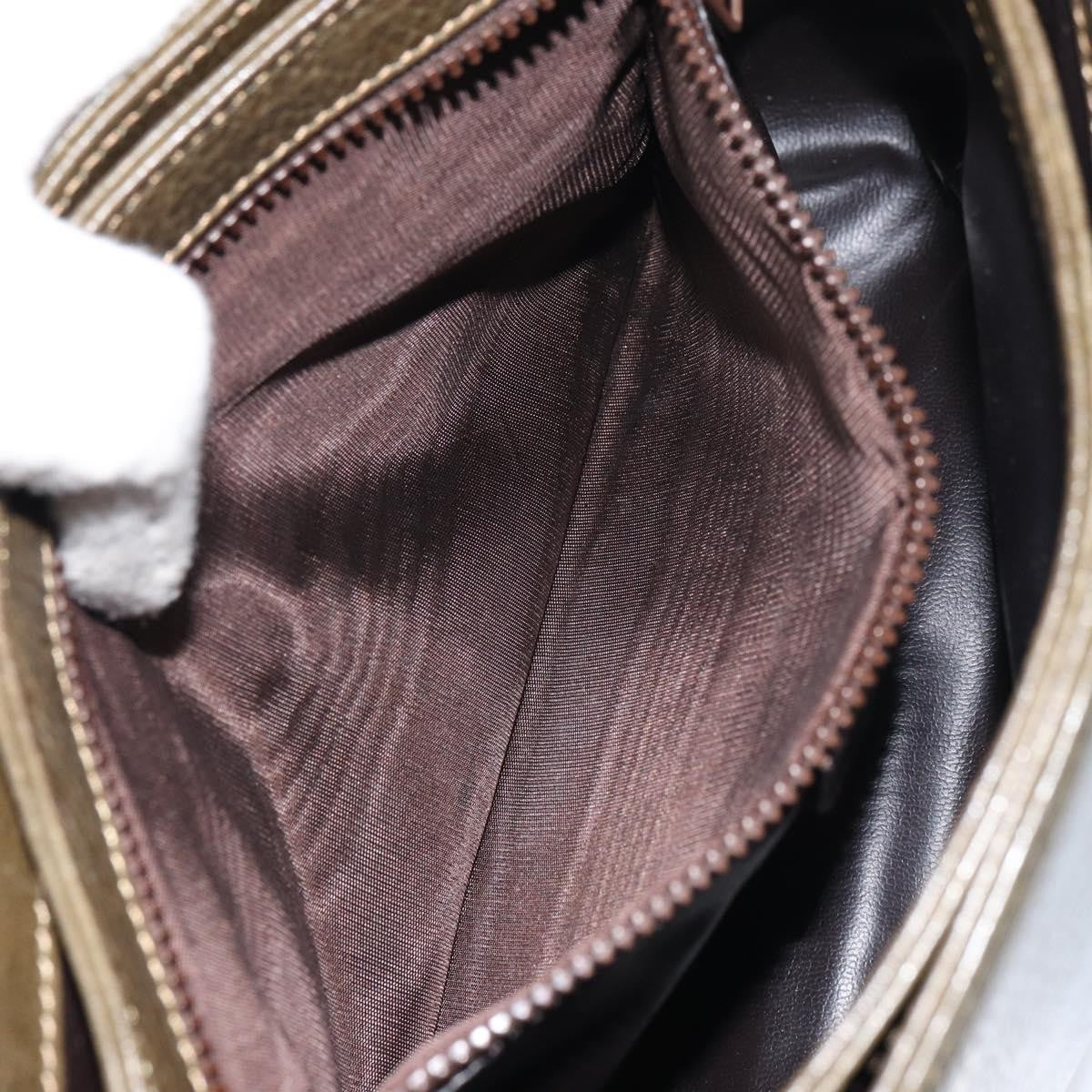 Celine Vintage Shoulder Bag Leather Khaki Leather Shoulder Bag Bag (Pre-Owned)
