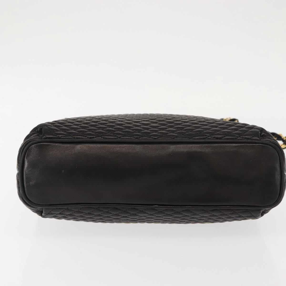 Bally Vintage Chain Shoulder Bag Quilted Leather Black Leather Shoulder Bag Bag (Pre-Owned)
