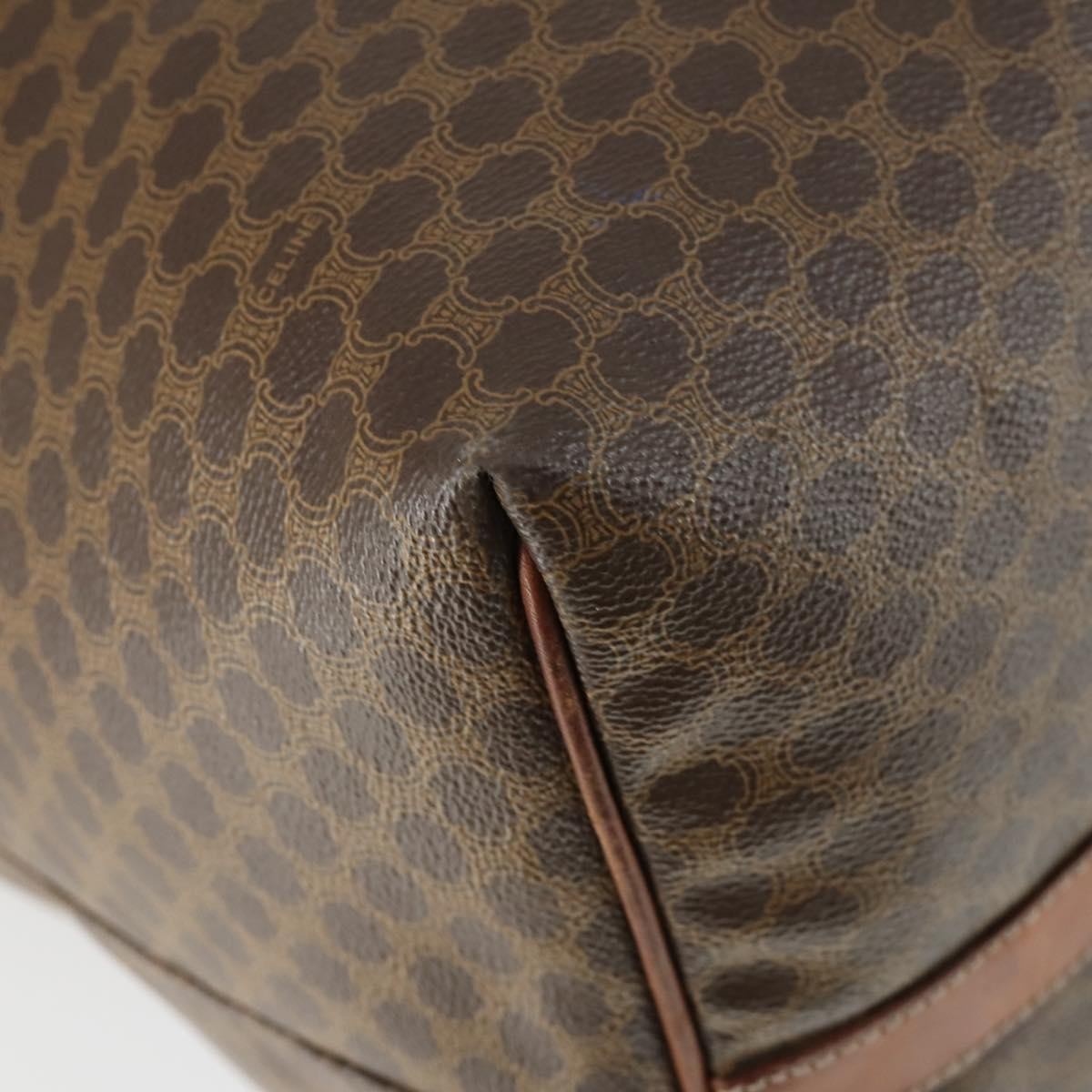 Celine Vintage Macadam Boston Bag Canvas And Leather Brown Canvas Travel Bag Bag (Pre-Owned)