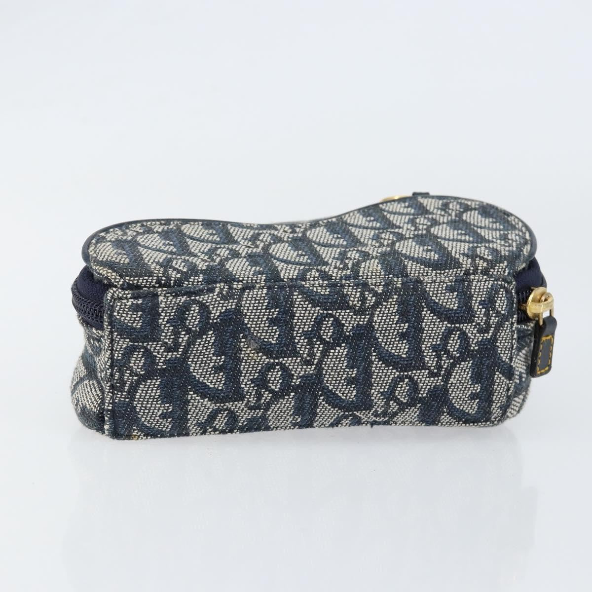 Christian Dior Vintage Saddle Coin Purse Diorissimo Canvas Navy Canvas Clutche & Pouche Bag (Pre-Owned)