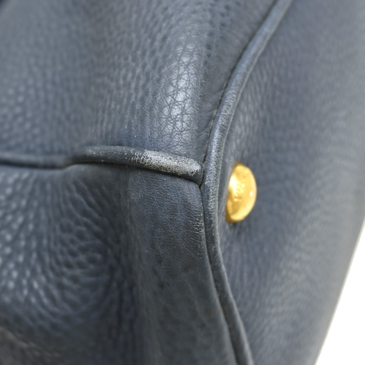 Prada Double Zip Convertible Tote Saffiano Leather Blue Leather Handbag (Pre-Owned)