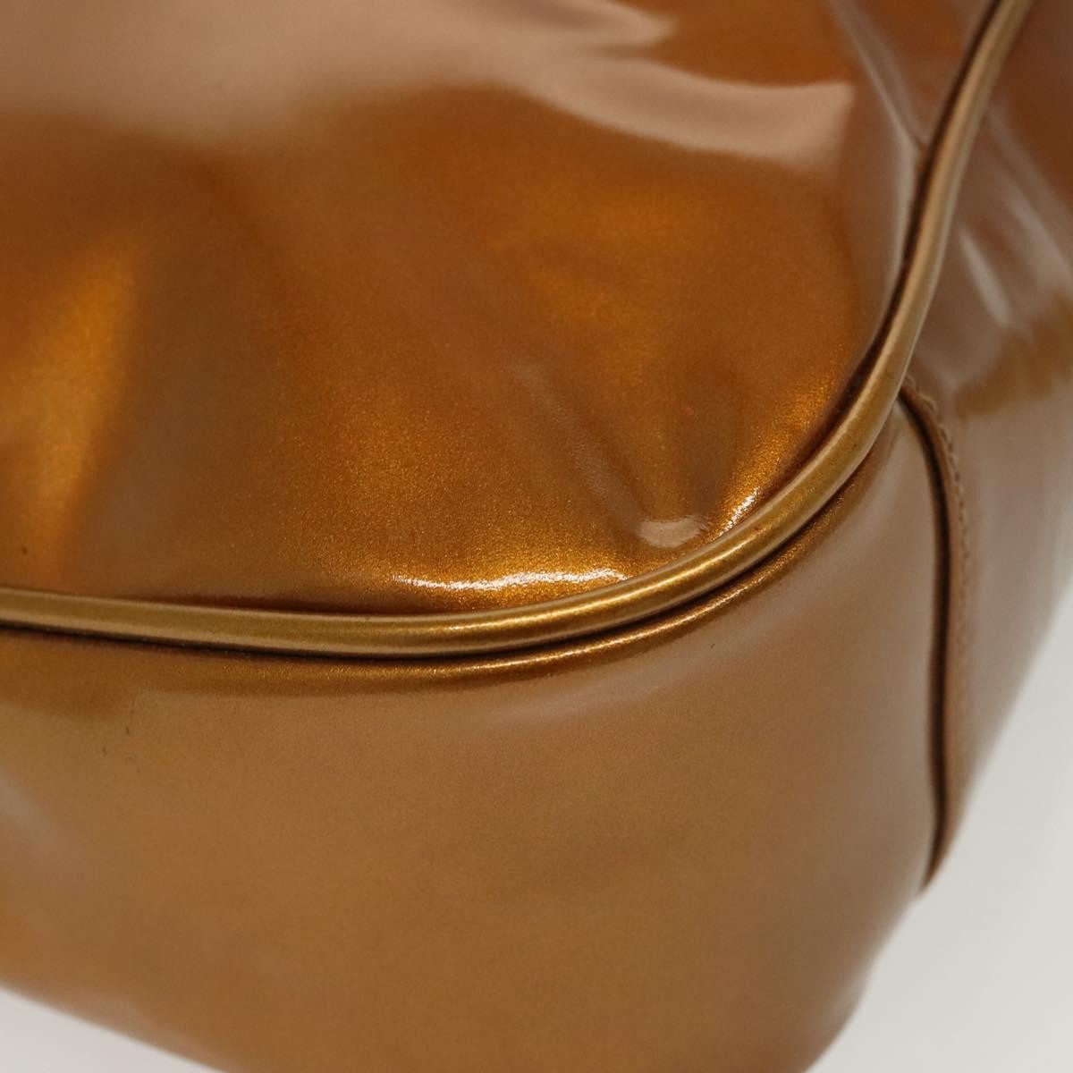 Gucci Vintage Bamboo Handle Bag Patent Leather Gold Patent_Leather Handbag (Pre-Owned)