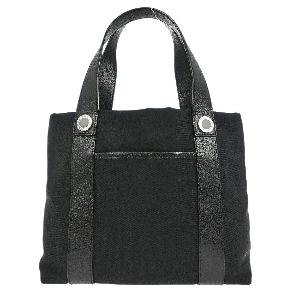 Bvlgari Logomania Tote Bag Canvas Black Canvas Tote Bag Bag (Pre-Owned)