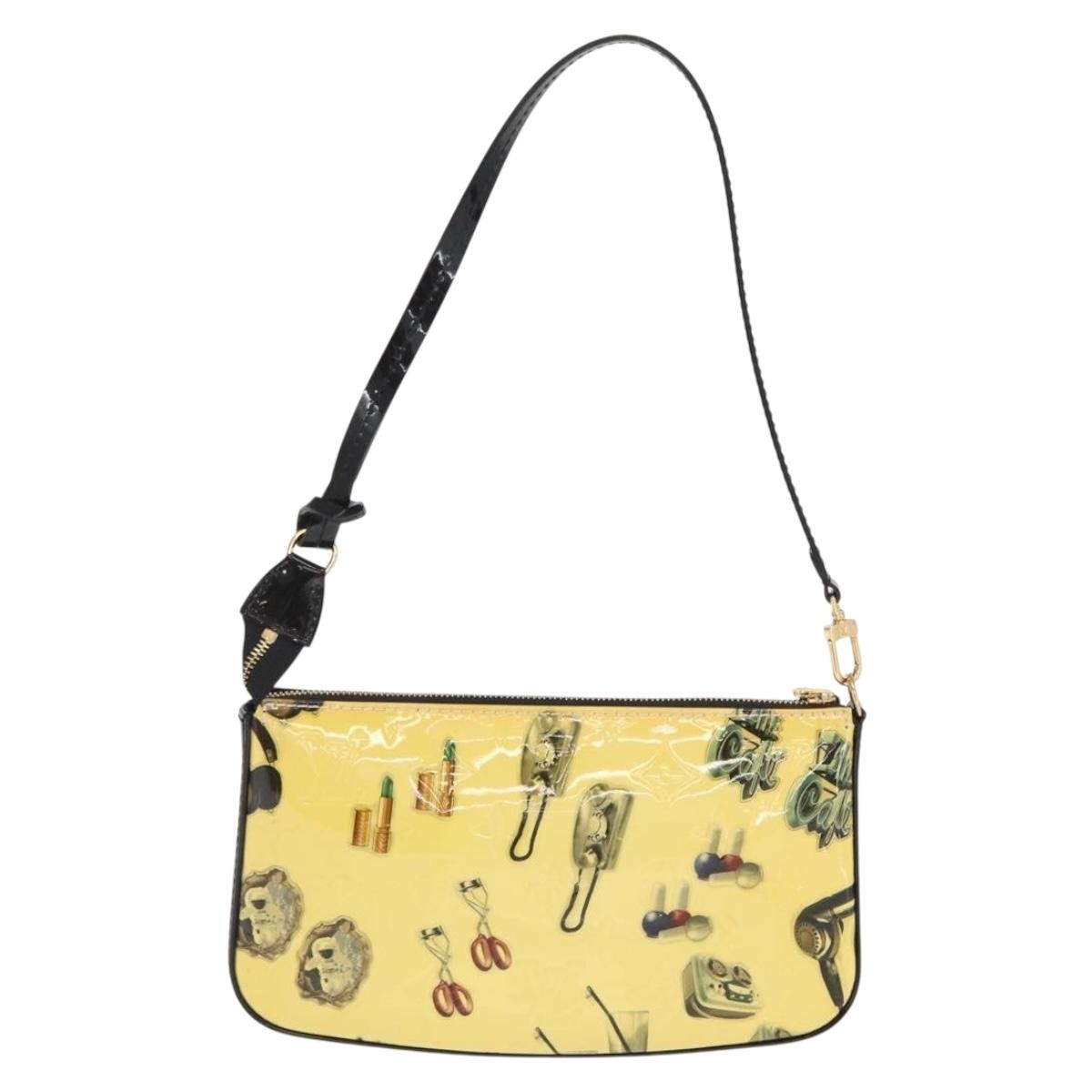 Louis Vuitton Pochette Accessoires Nm Limited Edition Stickers Monogram Vernis Yellow Patent_Leather Clutche & Pouche Bag (Pre-Owned)