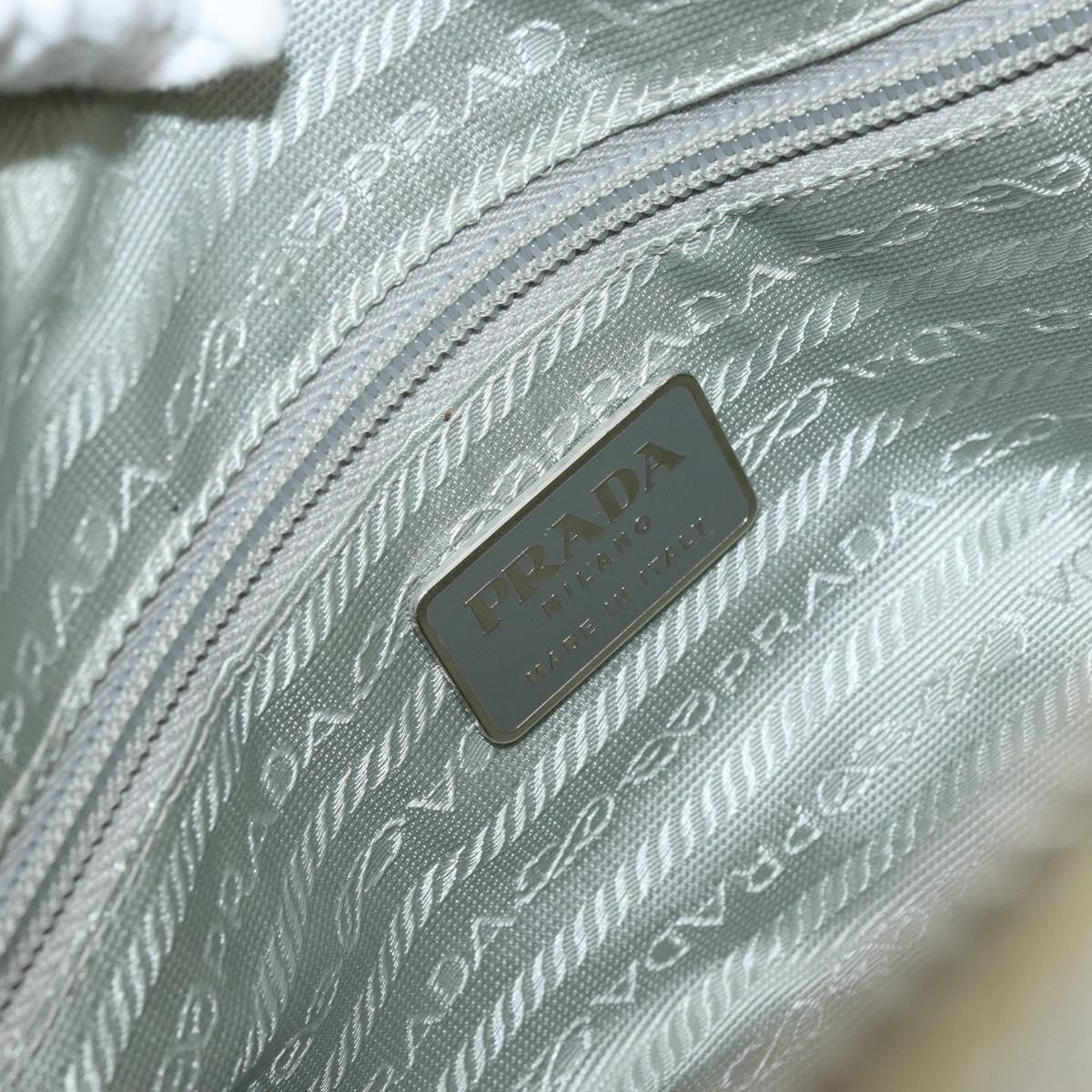 Prada Vintage Zip Handbag Tessuto Silver Nylon Handbag (Pre-Owned)