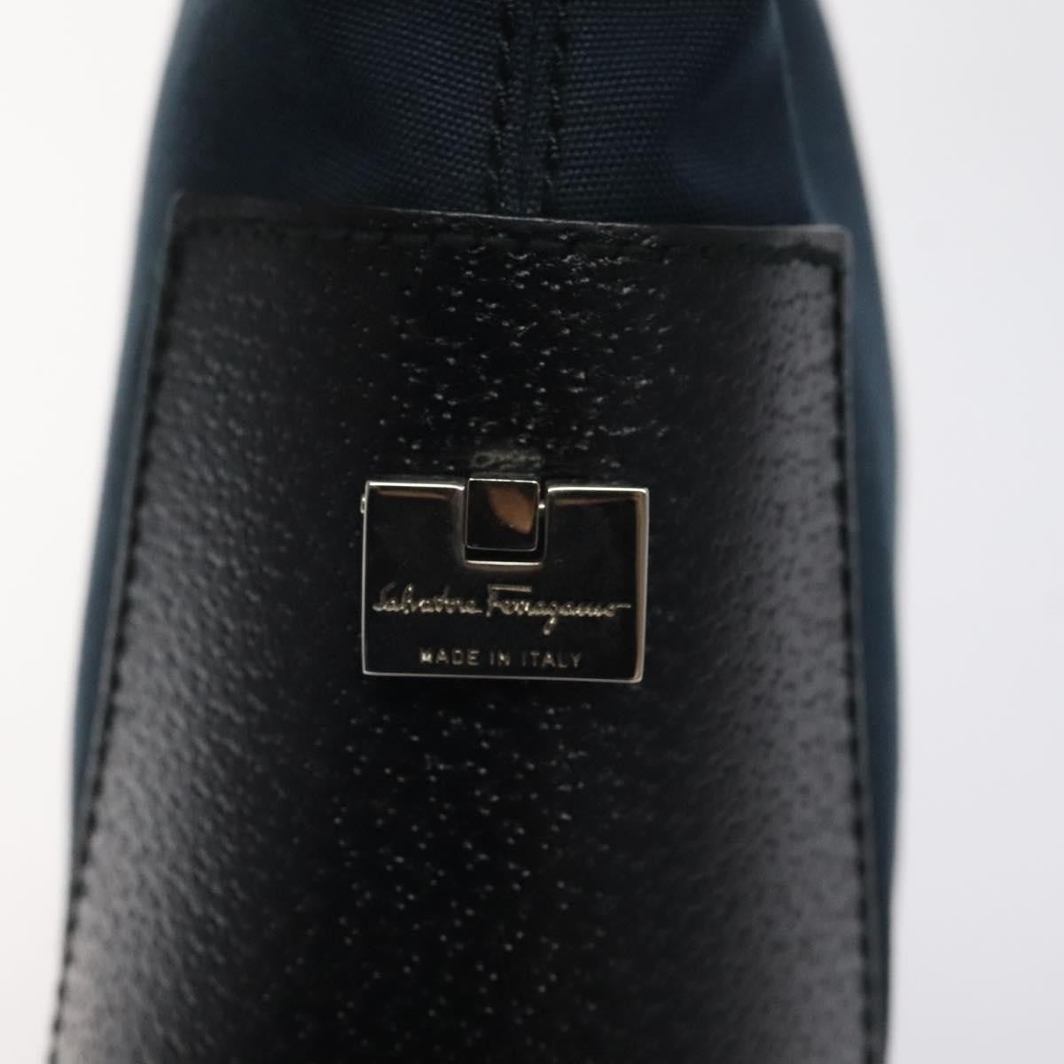 Salvatore Ferragamo Vintage Shoulder Bag Canvas Navy Canvas Shoulder Bag Bag (Pre-Owned)