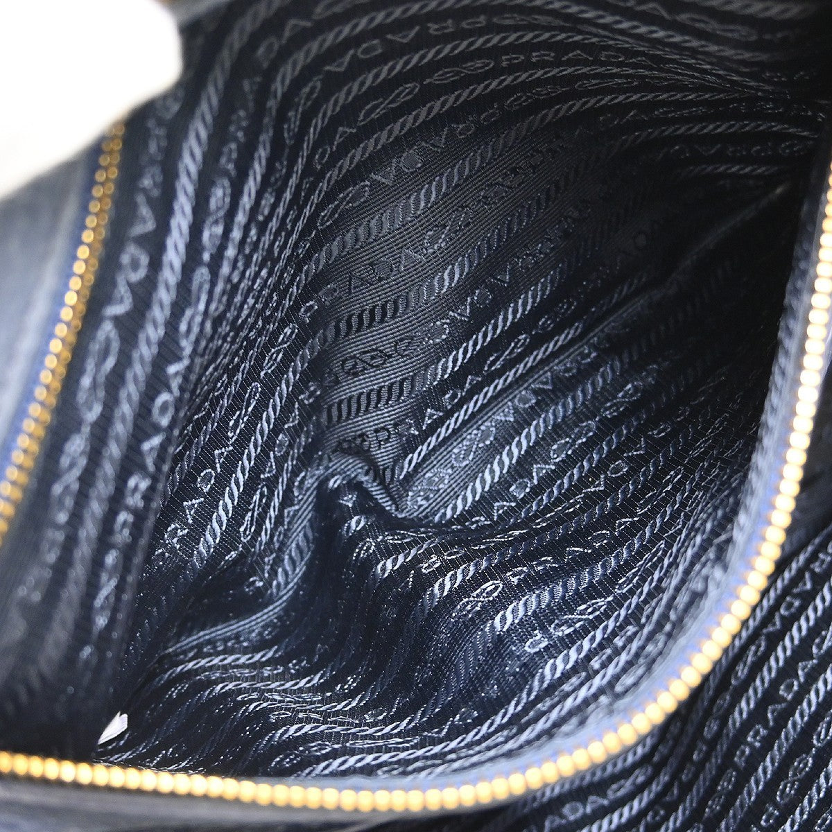 Prada Double Zip Convertible Tote Saffiano Leather Blue Leather Handbag (Pre-Owned)