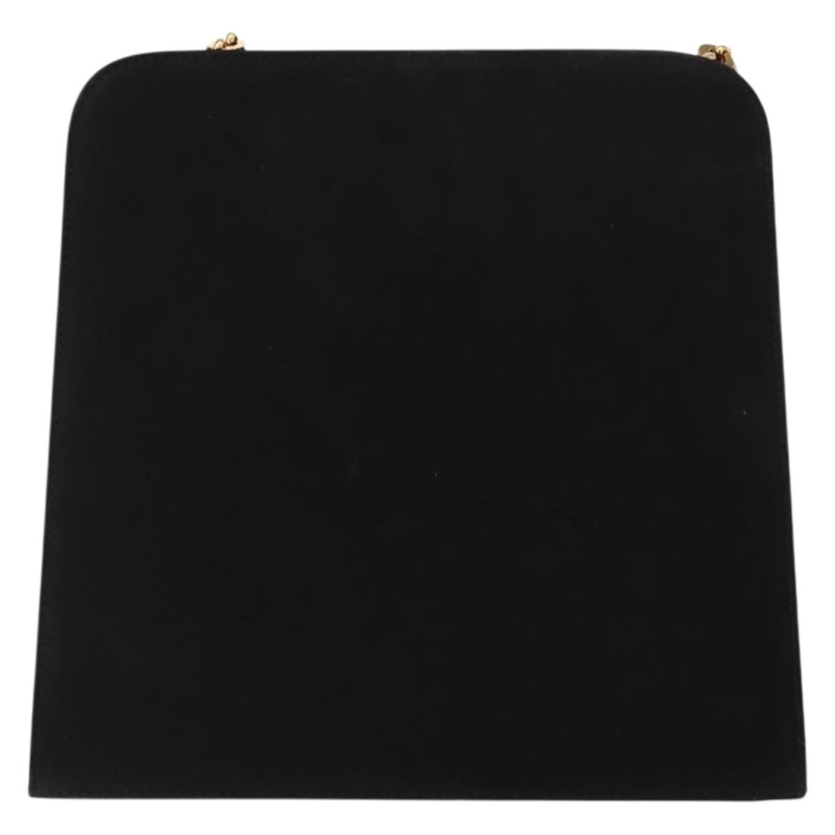 Salvatore Ferragamo Vintage Gancini Chain Shoulder Bag Suede Black Suede Shoulder Bag Bag (Pre-Owned)