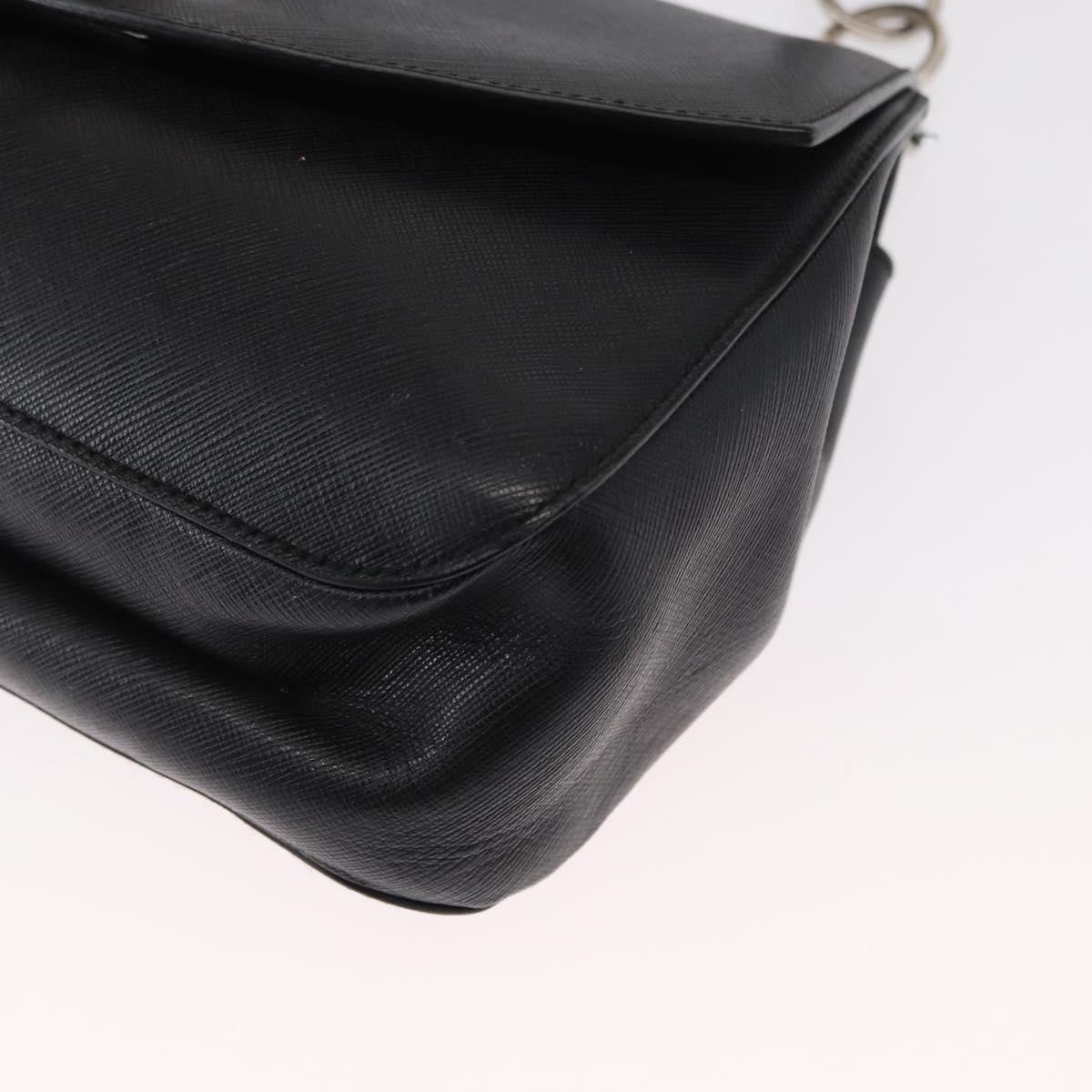 Salvatore Ferragamo Gancini Shoulder Bag Leather Black Leather Shoulder Bag Bag (Pre-Owned)