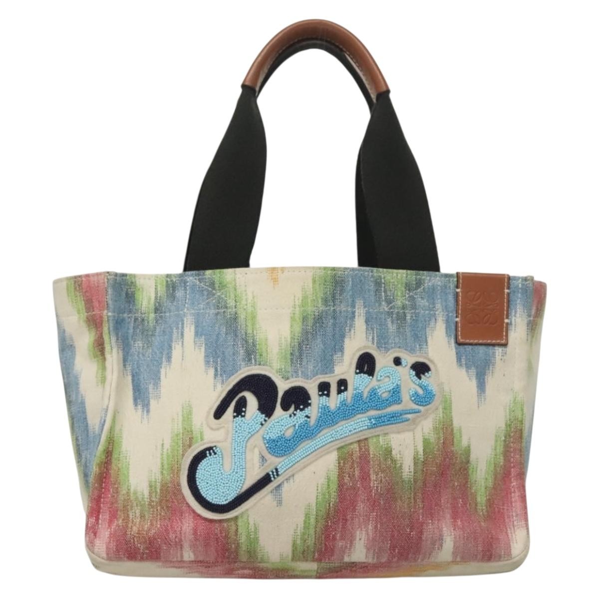 Loewe Paula's Ibiza Tote Embellished Printed Canvas Multicolour Canvas Bag (Pre-Owned)