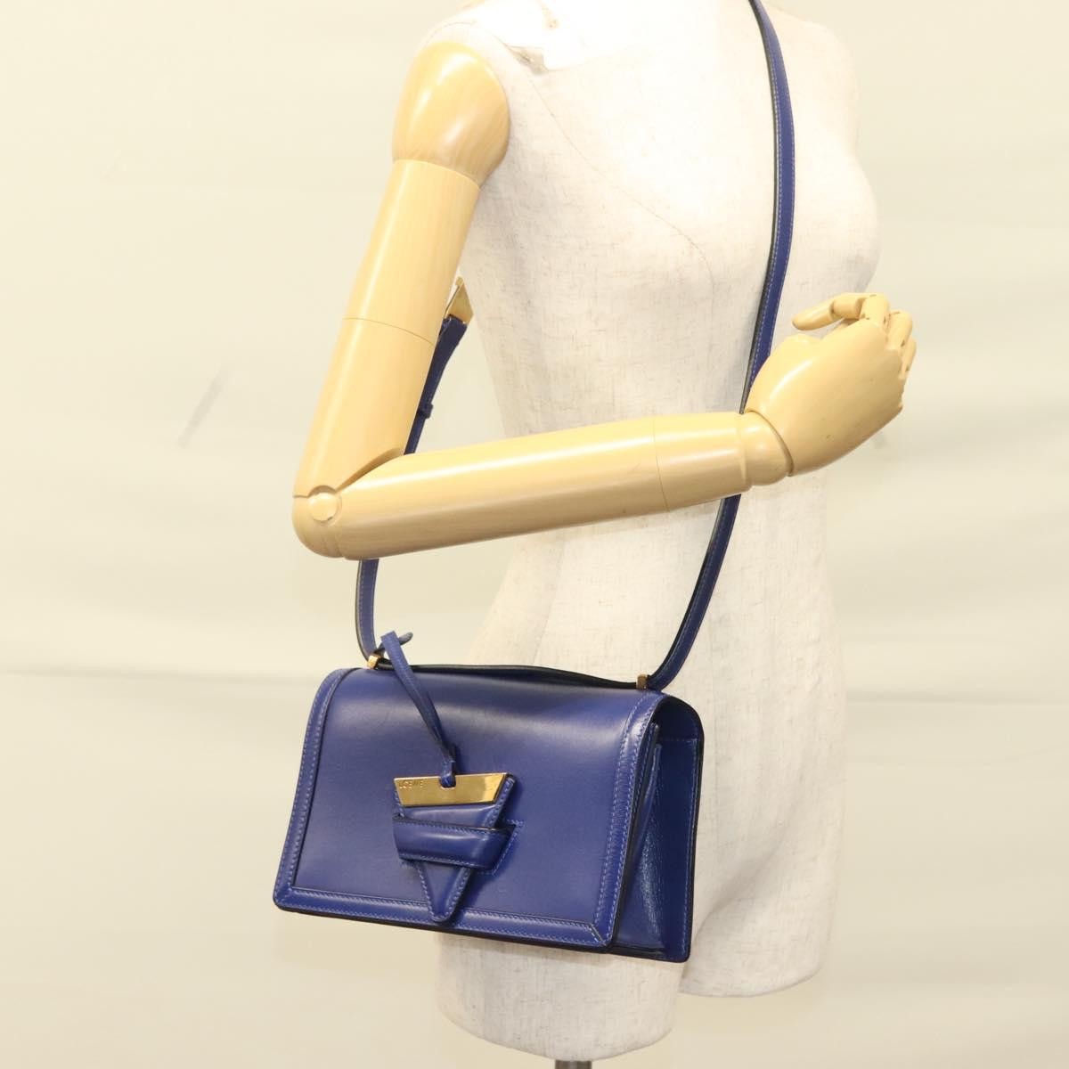 Loewe Barcelona Shoulder Bag Leather Blue Leather Shoulder Bag Bag (Pre-Owned)