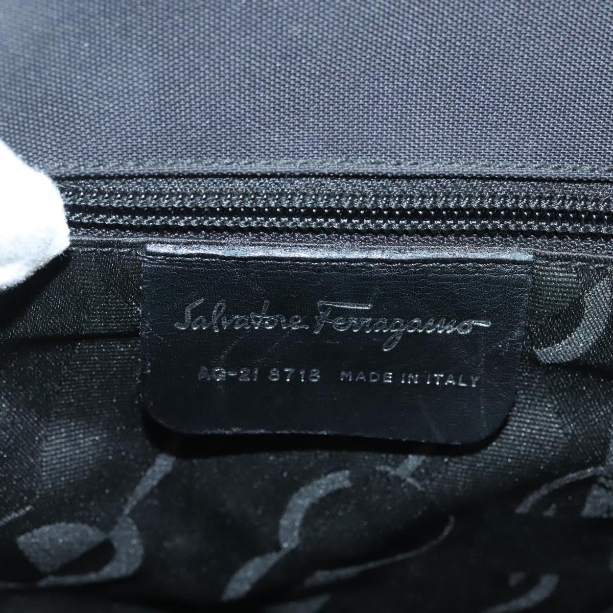 Salvatore Ferragamo Vala Shoulder Bag Leather Black Canvas Shoulder Bag Bag (Pre-Owned)
