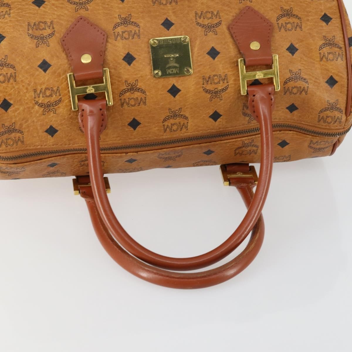 MCM Visetos Logogramme Handbag Canvas And Leather Brown Canvas Handbag (Pre-Owned)