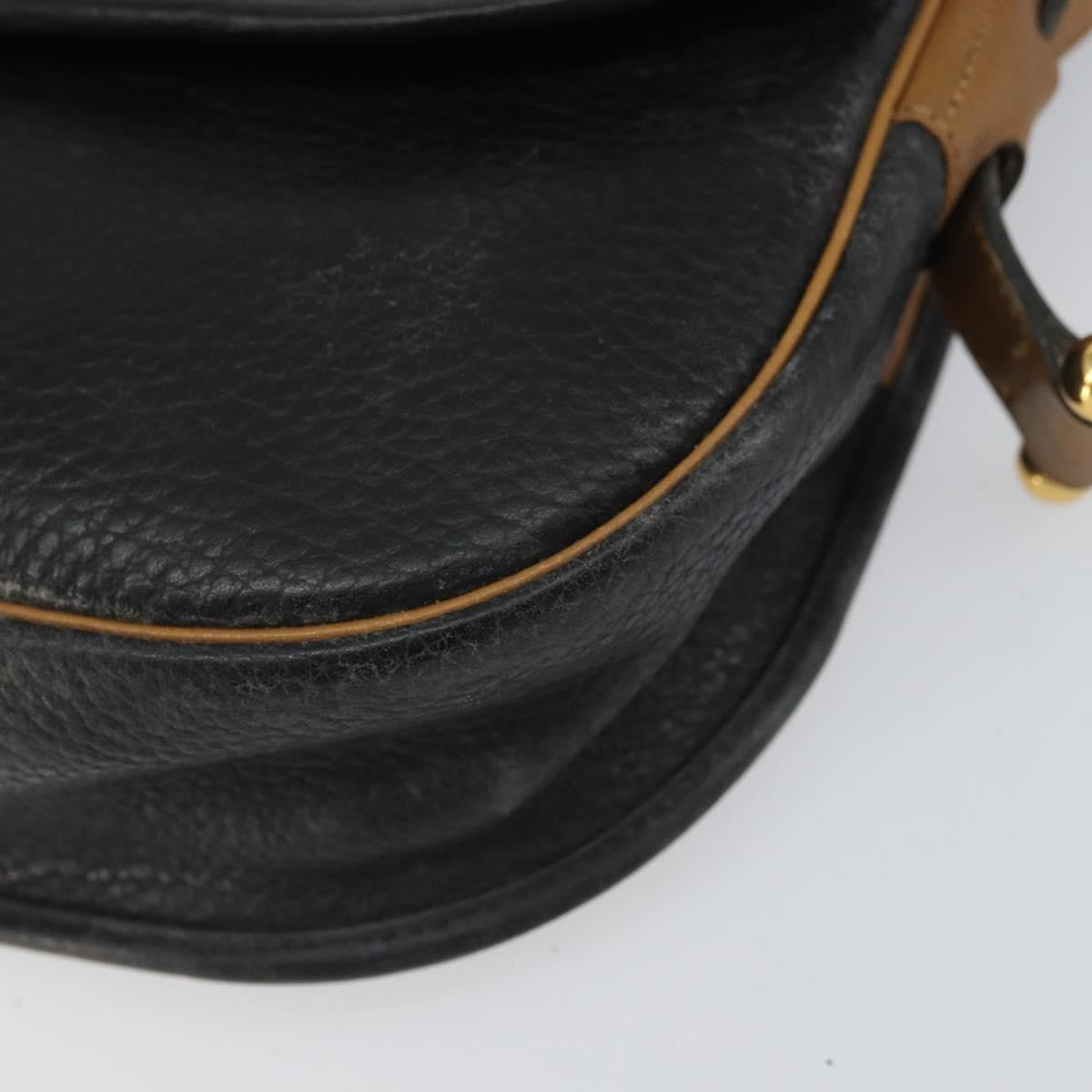 Christian Dior Vintage Shoulder Bag Leather Black Leather Shoulder Bag Bag (Pre-Owned)