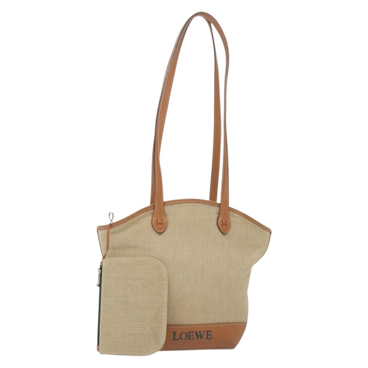 Loewe Vintage Shoulder Bag Canvas Beige Canvas Shoulder Bag Bag (Pre-Owned)