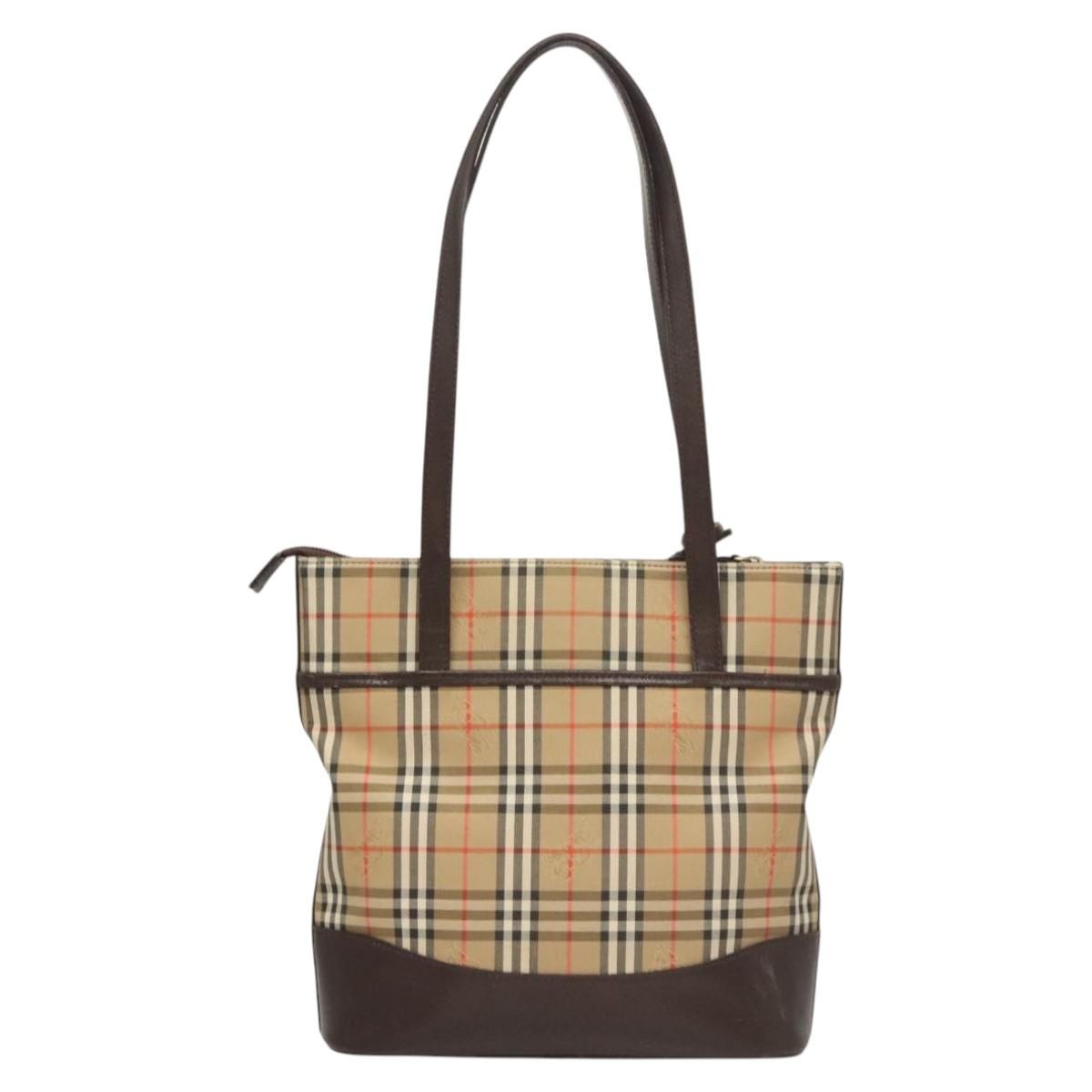 Burberry Nova Check Shoulder Bag Canvas And Leather Beige Canvas Shoulder Bag Bag (Pre-Owned)