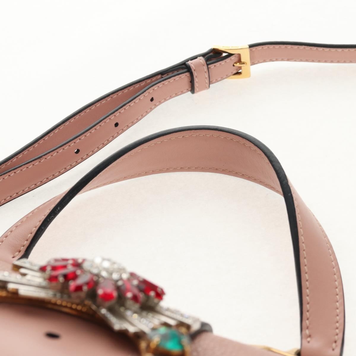 Miu Miu Madras Crystal Buckle Shoulder Bag Leather Pink Leather Handbag (Pre-Owned)