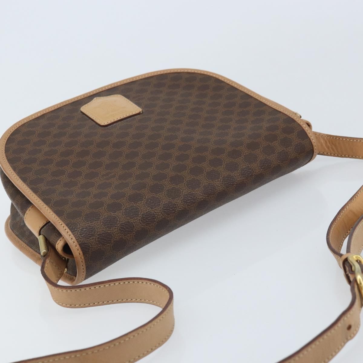 Celine Vintage Macadam Shoulder Bag Canvas And Leather Brown Canvas Shoulder Bag Bag (Pre-Owned)