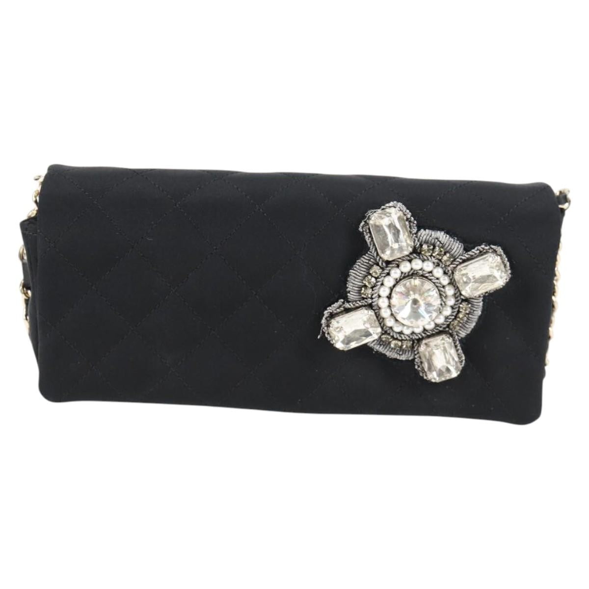 Chanel Chain Flap Shoulder Bag Quilted Nylon Black Nylon Shoulder Bag Bag (Pre-Owned)