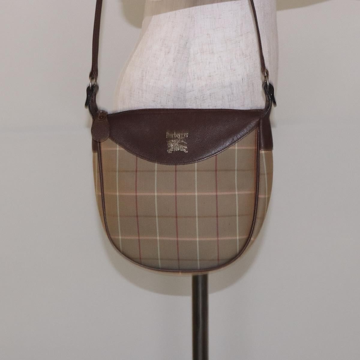 Burberry Nova Check Shoulder Bag Canvas Beige Canvas Shoulder Bag Bag (Pre-Owned)