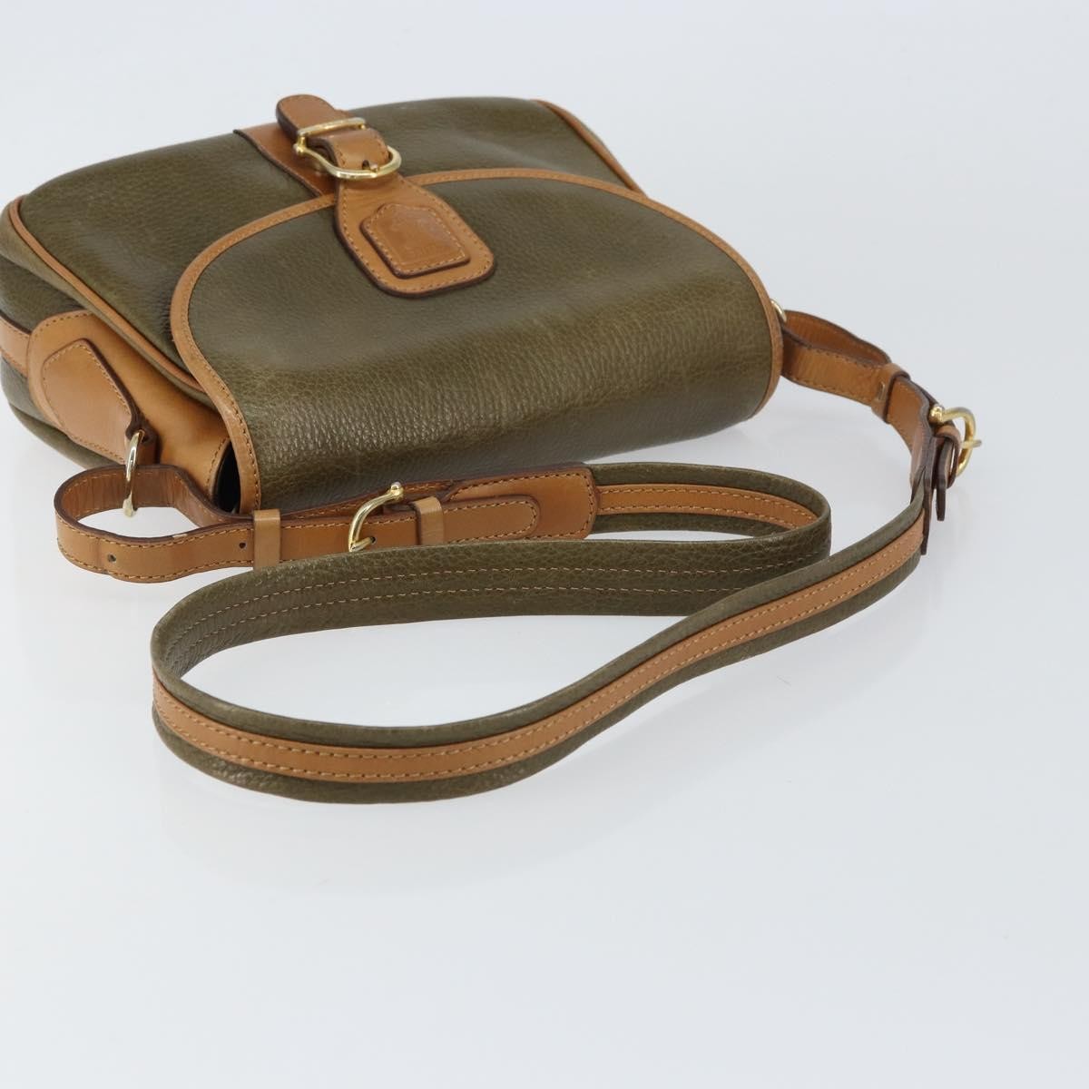 Celine Vintage Shoulder Bag Leather Khaki Leather Shoulder Bag Bag (Pre-Owned)