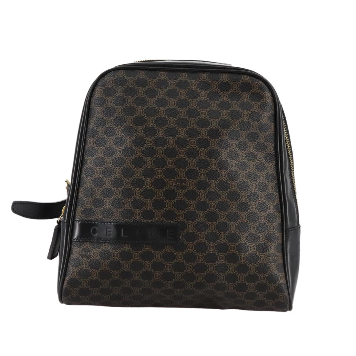 Celine Vintage Macadam Backpack Canvas And Leather Black Canvas Backpack Bag (Pre-Owned)