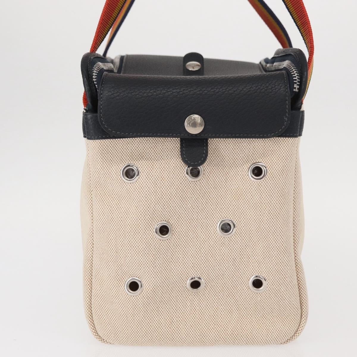 Hermes Sac De Transport Pour Chiens Pet Dog Carrier Toile With Leather Beige Canvas Shoulder Bag Bag (Pre-Owned)