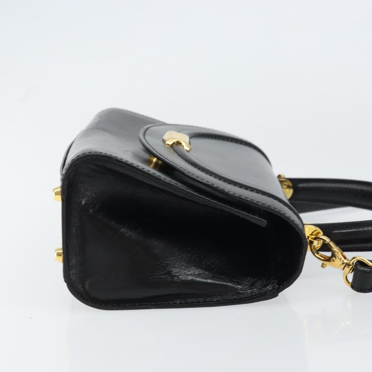 Bally Vintage Handbag Leather Black Leather Handbag (Pre-Owned)