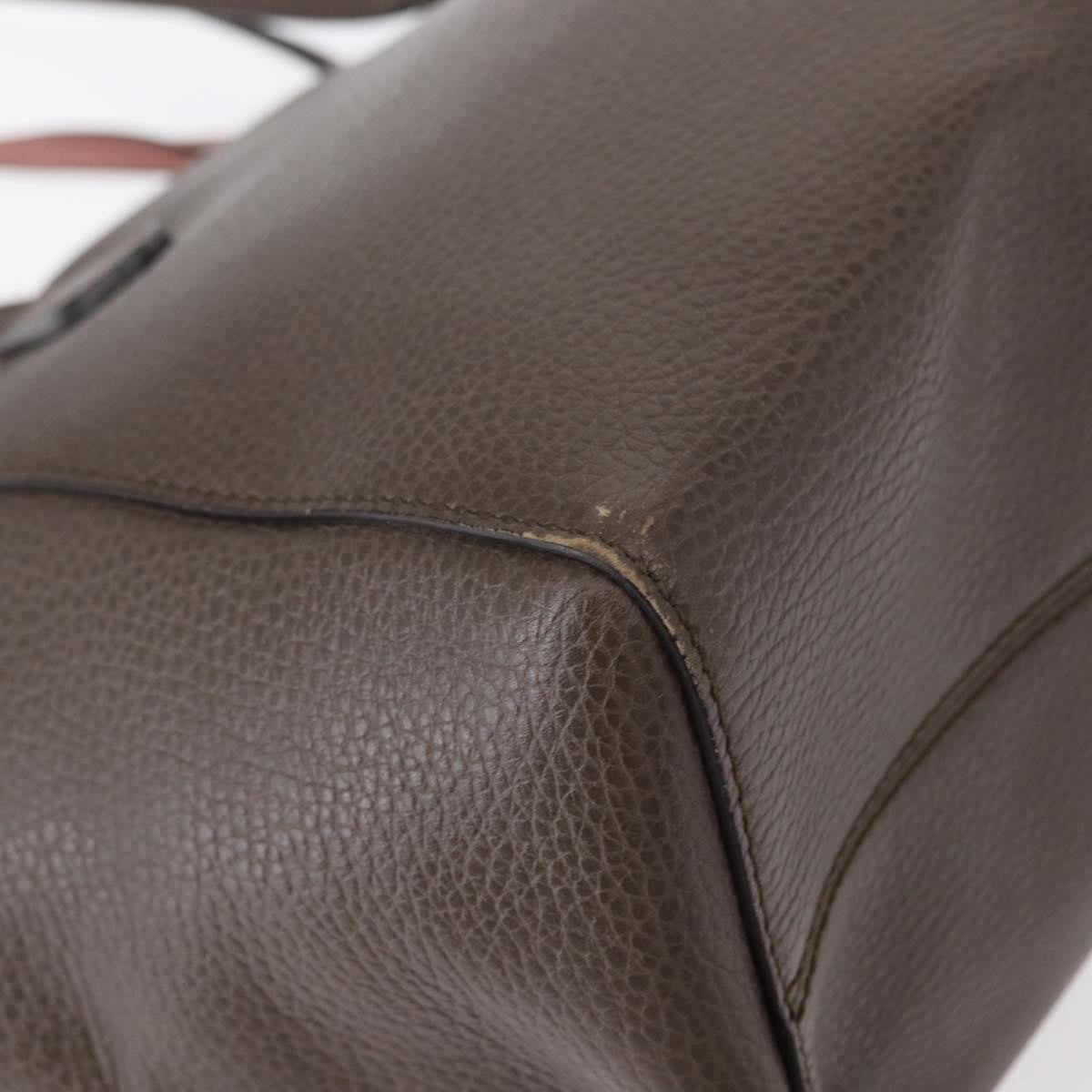 Gucci Swing Tote Leather Gray Leather Tote Bag Bag (Pre-Owned)