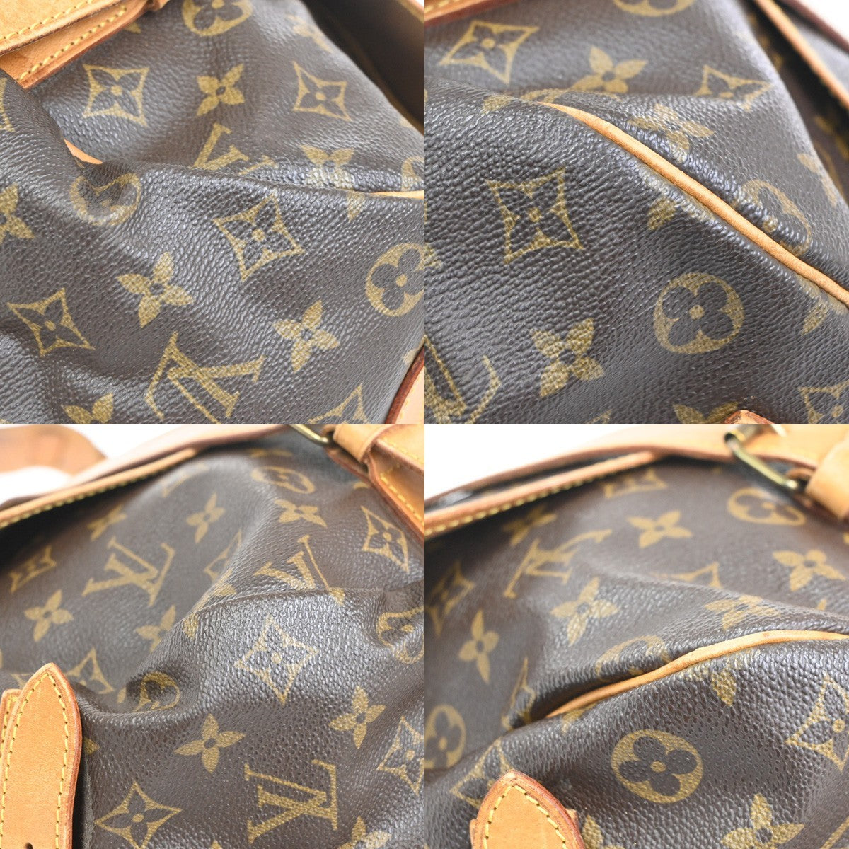 Louis Vuitton Saumur Handbag Monogram Canvas Brown Leather Shoulder Bag Bag (Pre-Owned)