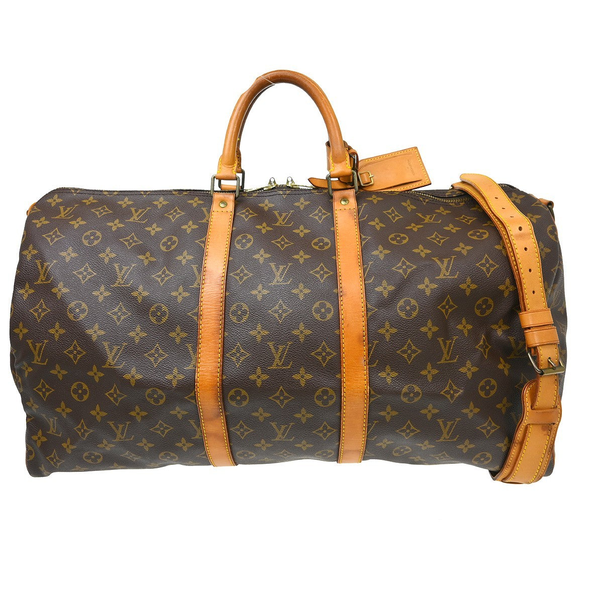Louis Vuitton Keepall Bandouliere Bag Monogram Canvas Brown Canvas Travel Bag Bag (Pre-Owned)