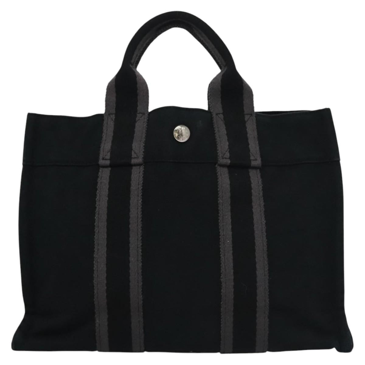 Hermes Fourre Tout Tote Canvas Black Canvas Tote Bag Bag (Pre-Owned)