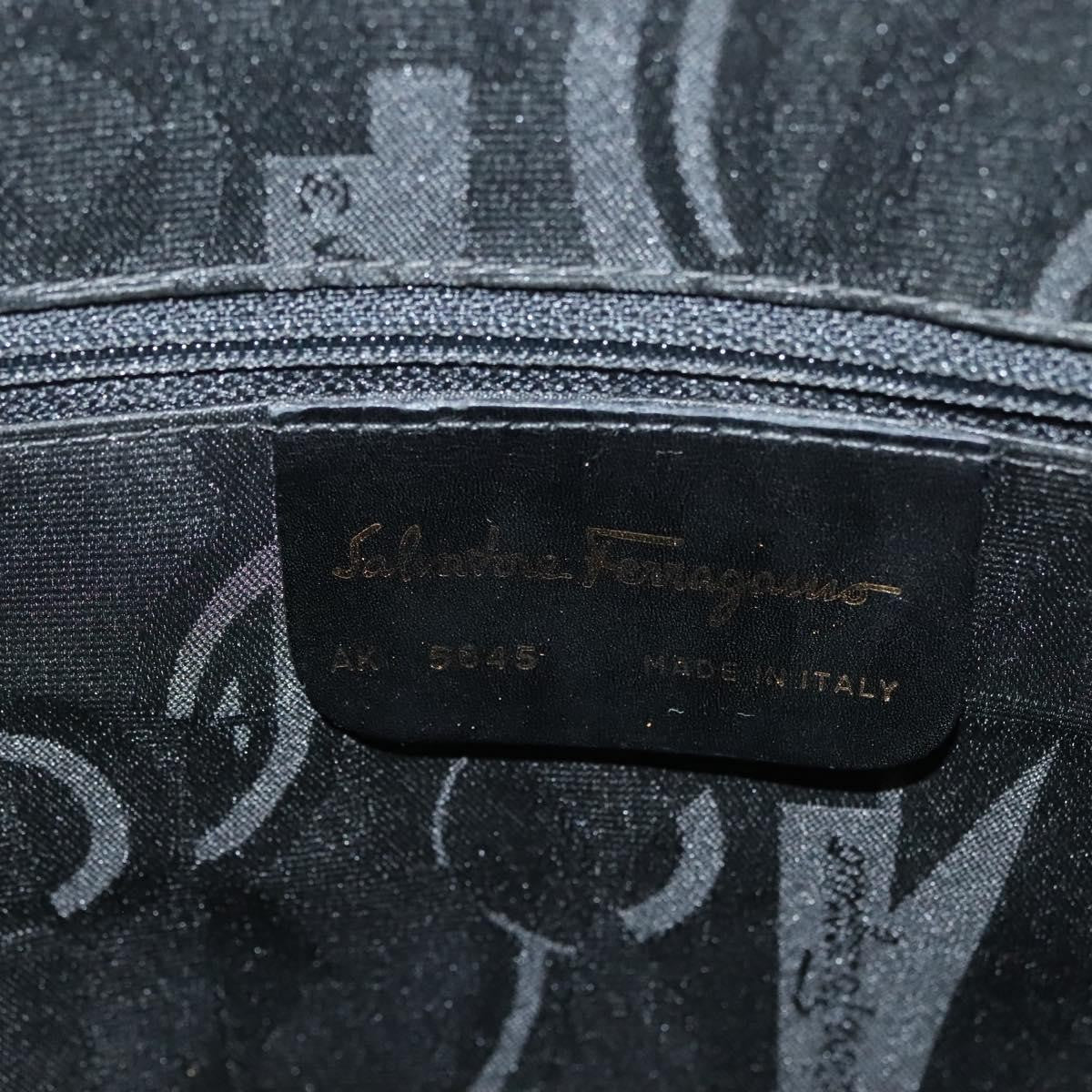 Salvatore Ferragamo Convertible Dome Gancini Leather Black Leather Handbag (Pre-Owned)