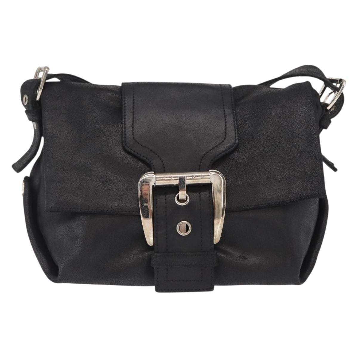Celine Vintage Shoulder Bag Leather Black Leather Shoulder Bag Bag (Pre-Owned)