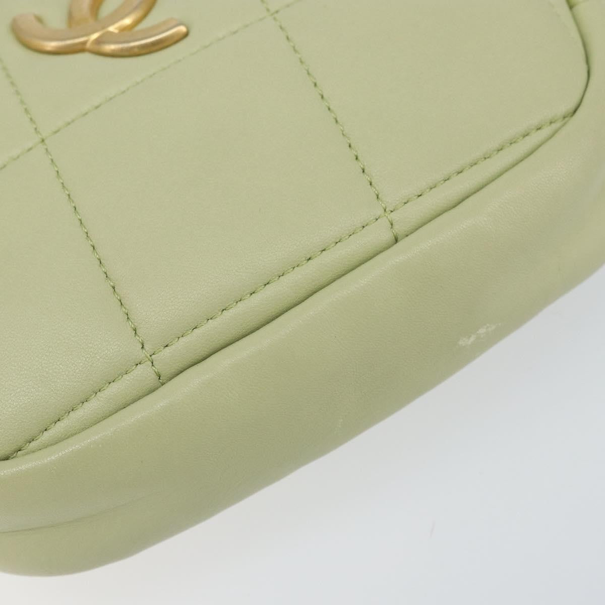 Chanel Diamond Chain Crossbody Bag Quilted Lambskin Green Leather Shoulder Bag Bag (Pre-Owned)
