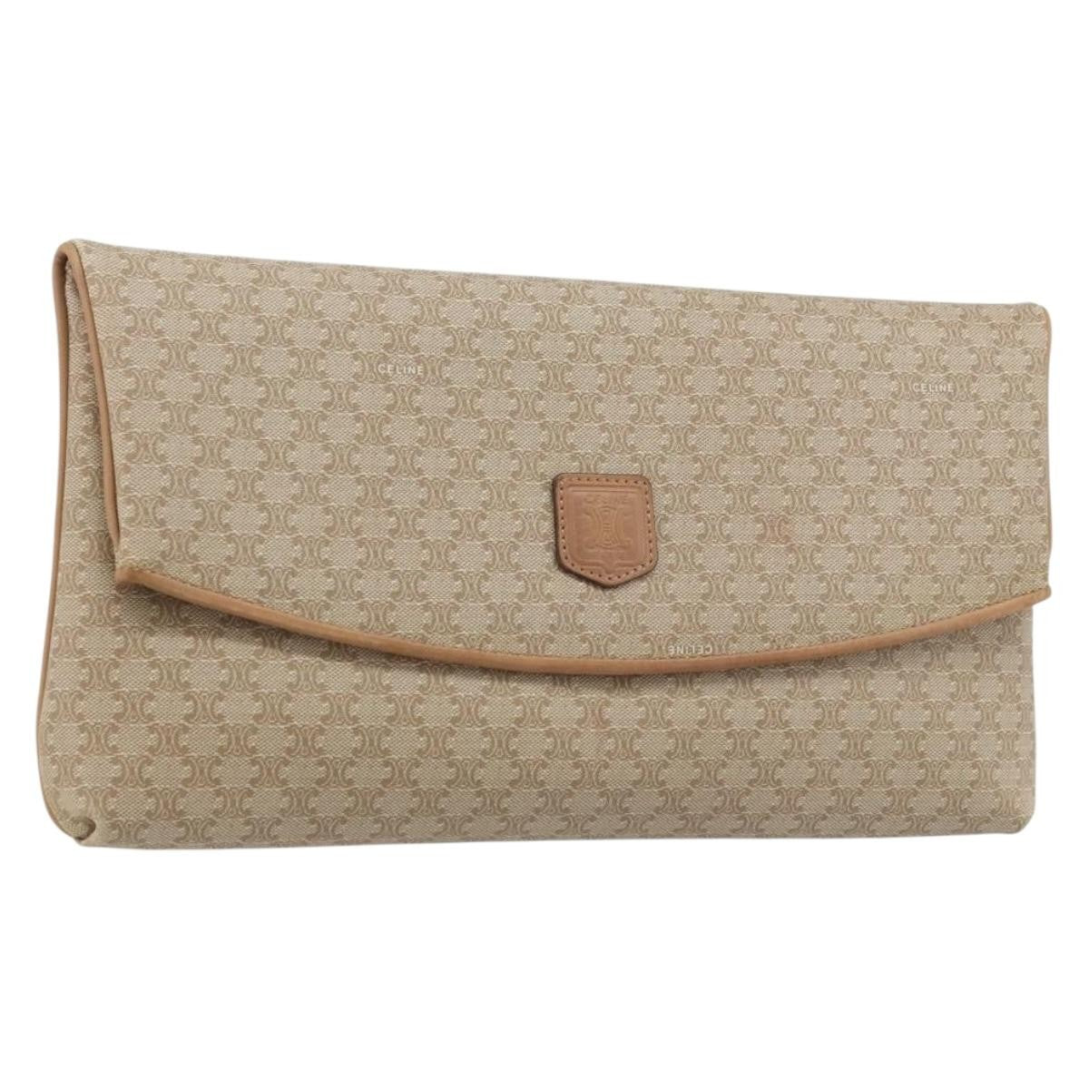 Celine C Macadam Pouch Canvas Beige Pvc Clutche & Pouche Bag (Pre-Owned)