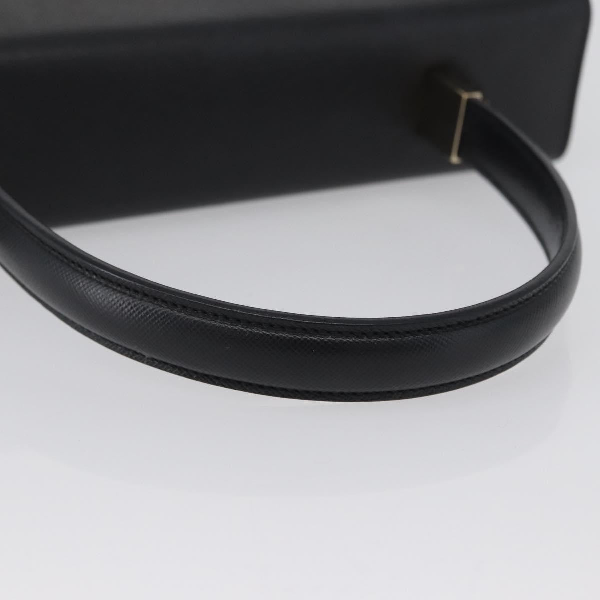 Salvatore Ferragamo Gancini Handbag Leather Black Leather Handbag (Pre-Owned)