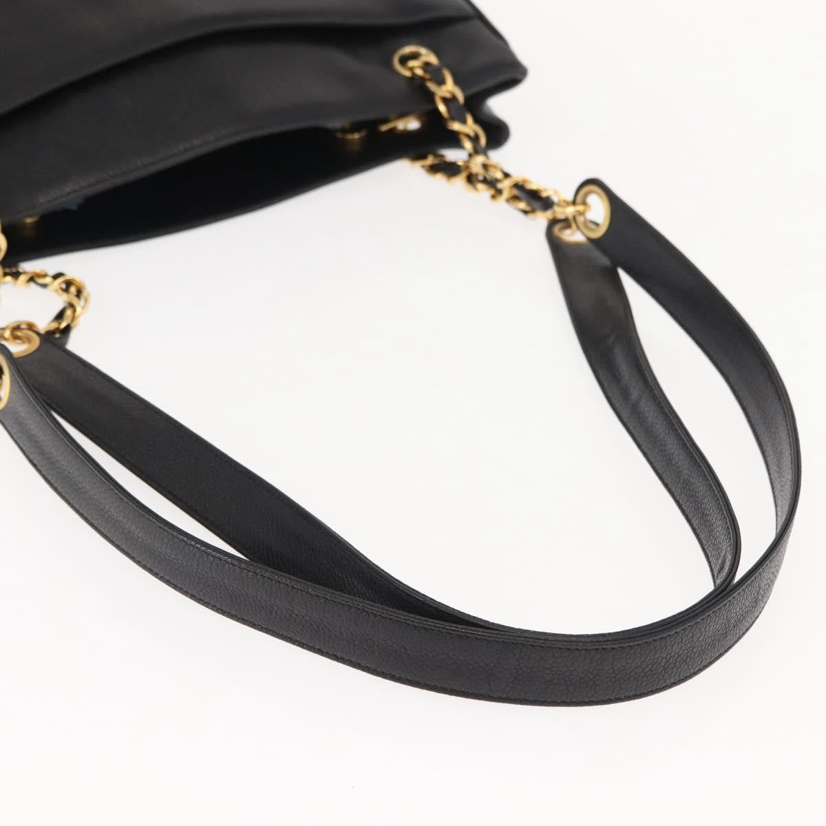 Chanel Vintage Cc Chain Tote Caviar Black Leather Tote Bag Bag (Pre-Owned)